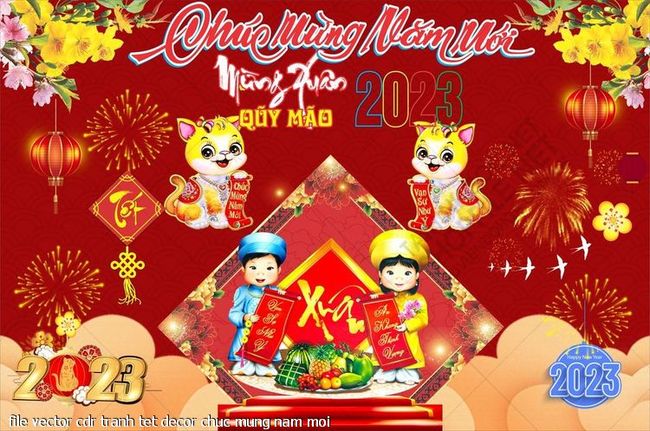 file vector cdr tranh tet decor chuc mung nam moi